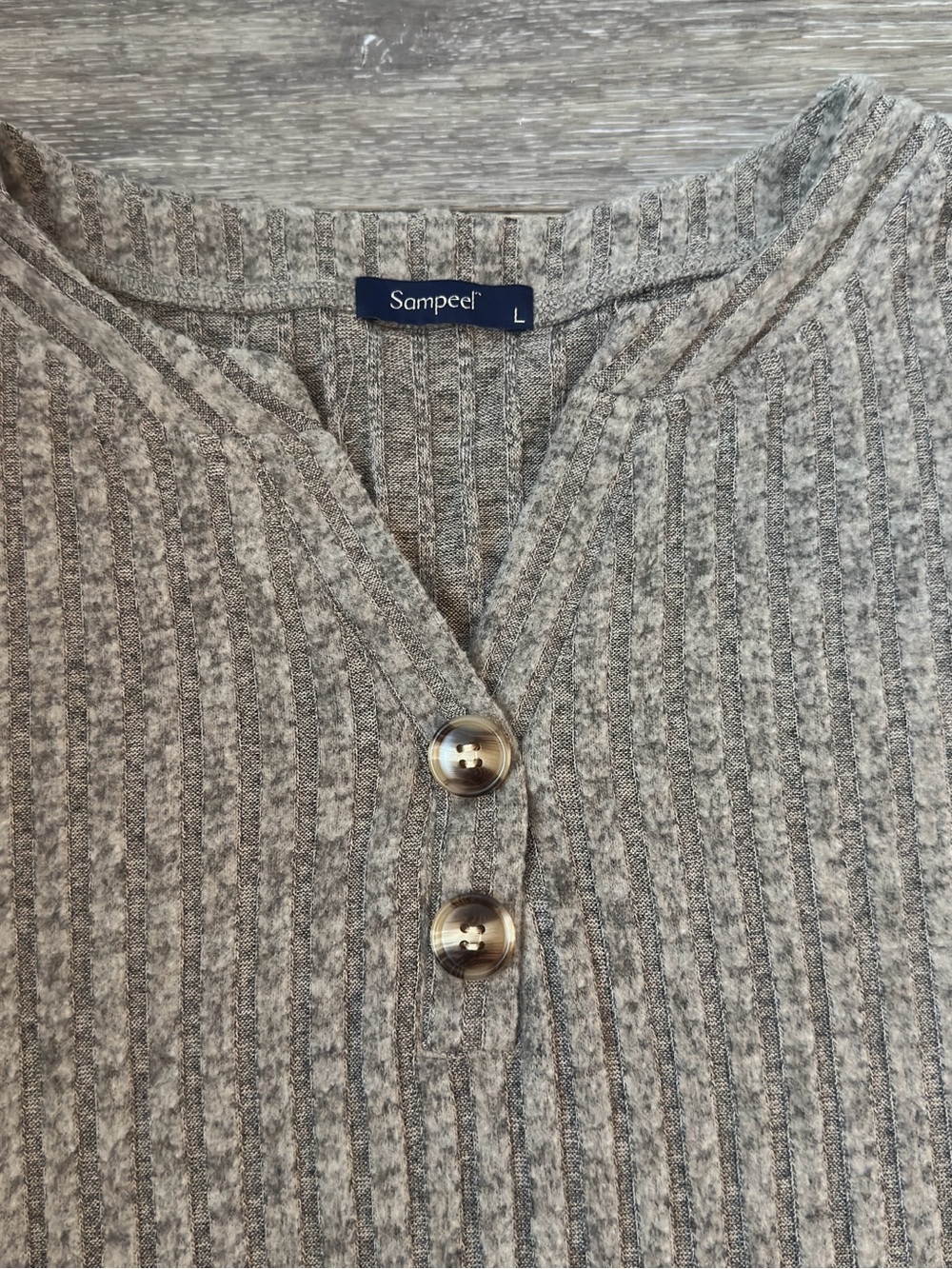 Women's Ribbed Button Sweater - Picture 2 of 5